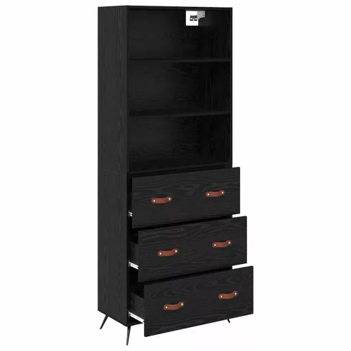  Magasfiú fiókkal 2 pcs Musta tammi 69,5 x 34 x 180 cm Faanyag