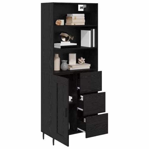  Magasfiú fiókkal 2 pcs Fekete tölgy 69,5 x 34 x 180 cm Faanyag