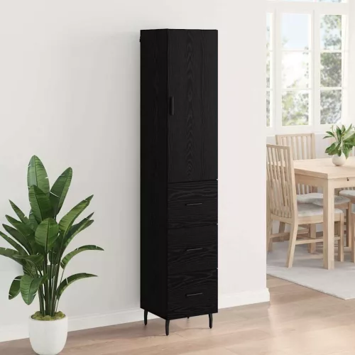  Magasfiú fiókkal Fekete tölgy 34,5 x 34 x 180 cm Faanyag