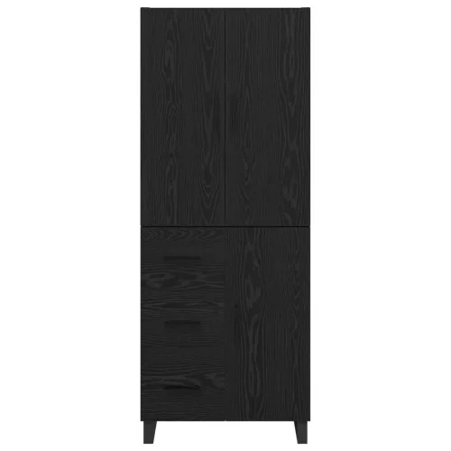  Magasfiú fiókkal 2 pcs Fekete tölgy Műanyag Fa és Üveg