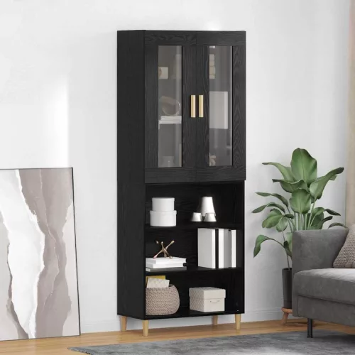  Magasfiú Falra szerelhető 2 pcs Fekete tölgy Faanyag