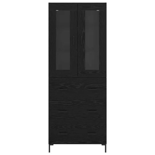  Magasfiú fiókkal 2 pcs Fekete tölgy 69,5 x 34 x 180 cm Faanyag