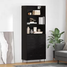   Magasfiú Falra szerelhető fiókkal 2 pcs Fekete tölgy Faanyag