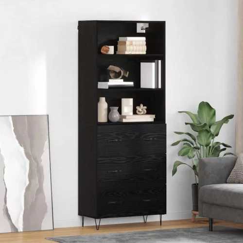  Magasfiú Falra szerelhető fiókkal 2 pcs Fekete tölgy Faanyag
