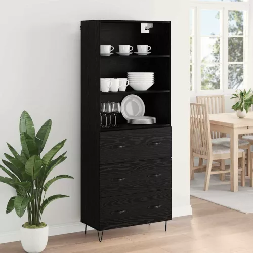  Magasfiú Falra szerelhető fiókkal 2 pcs Fekete tölgy Faanyag
