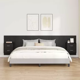  Fejtámla Szekrénnyel fiókkal 3 pcs Fekete tölgy Faanyag