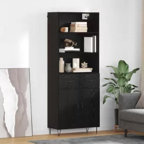    Magasfiú Falra szerelhető fiókkal 2 pcs Fekete tölgy Faanyag