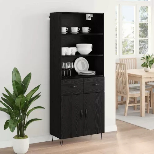  Magasfiú Falra szerelhető fiókkal 2 pcs Fekete tölgy Faanyag