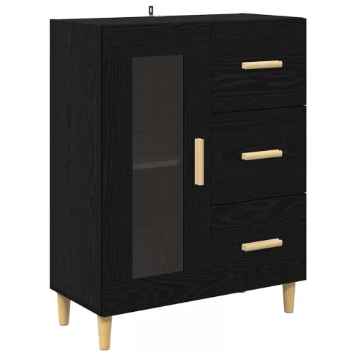  Magasfiú fiókkal 2 pcs Fekete tölgy 69,5 x 34 x 180 cm Faanyag