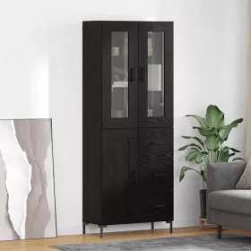    Magasfiú fiókkal 2 pcs Fekete tölgy 69,5 x 34 x 180 cm Faanyag