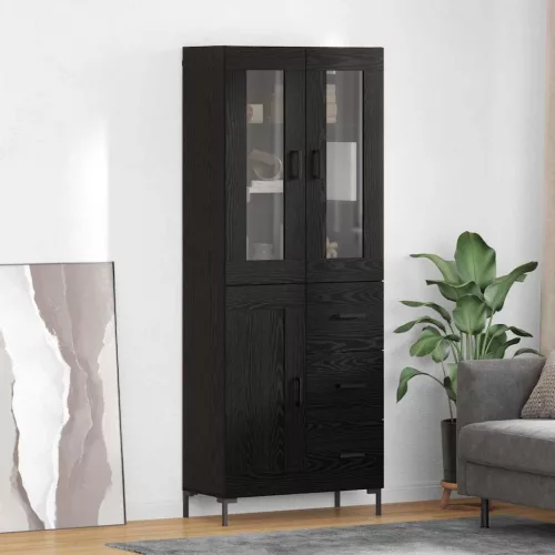  Magasfiú fiókkal 2 pcs Fekete tölgy 69,5 x 34 x 180 cm Faanyag