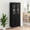  Magasfiú fiókkal 2 pcs Fekete tölgy 69,5 x 34 x 180 cm Faanyag