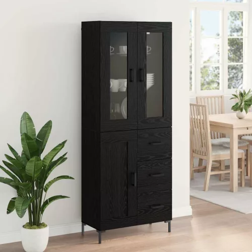  Magasfiú fiókkal 2 pcs Fekete tölgy 69,5 x 34 x 180 cm Faanyag