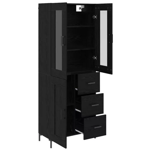  Magasfiú fiókkal 2 pcs Fekete tölgy 69,5 x 34 x 180 cm Faanyag