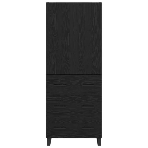  Magasfiú fiókkal 2 pcs Fekete tölgy Műanyag Fa és Üveg