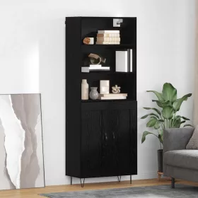    Magasfiú Falra szerelhető fiókkal 2 pcs Fekete tölgy Faanyag
