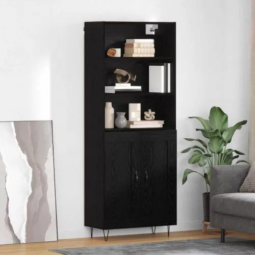  Magasfiú Falra szerelhető fiókkal 2 pcs Fekete tölgy Faanyag