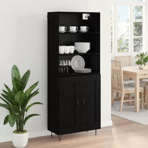  Magasfiú Falra szerelhető fiókkal 2 pcs Fekete tölgy Faanyag