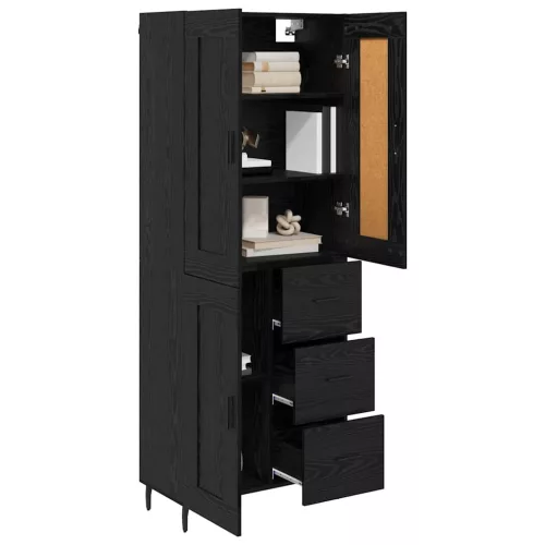  Magasfiú fiókkal 2 pcs Fekete tölgy 69,5 x 34 x 180 cm Faanyag