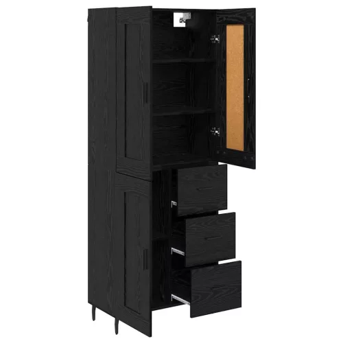  Magasfiú fiókkal 2 pcs Fekete tölgy 69,5 x 34 x 180 cm Faanyag