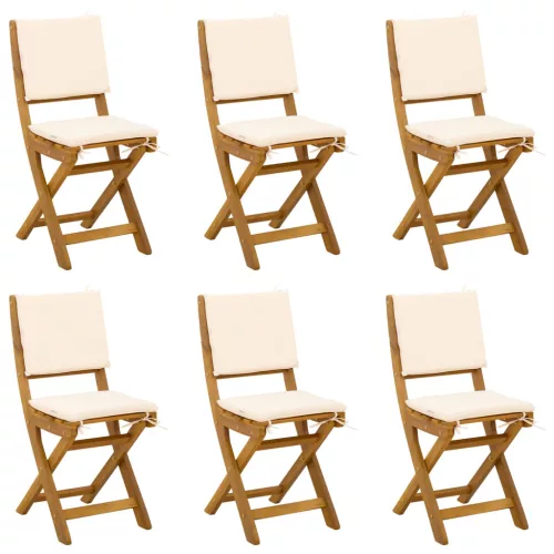  Kültéri bistro székek párnával 6 pcs Krémfehér 38 x 46 x 85 cm