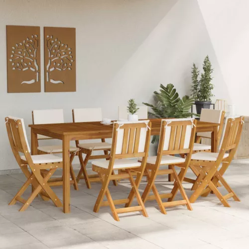  Kültéri bistro székek párnával 8 pcs Krémfehér 38 x 46 x 85 cm