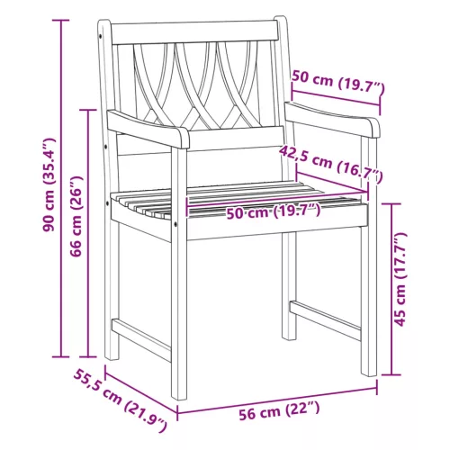 Kerti pad 6 pcs Természetes 56 x 55,5 x 90 cm Tömör Akácfa
