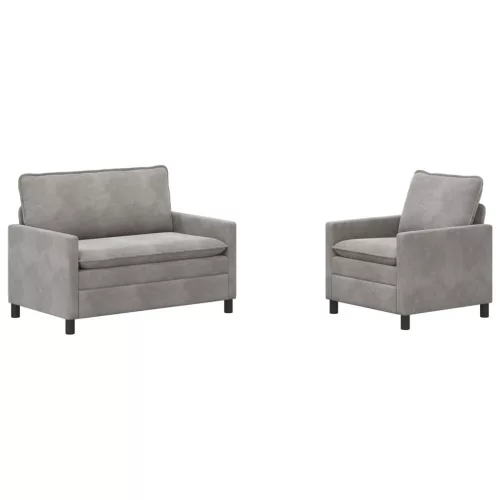  Kanapé Szett 2 pcs Világosszürke Bársony