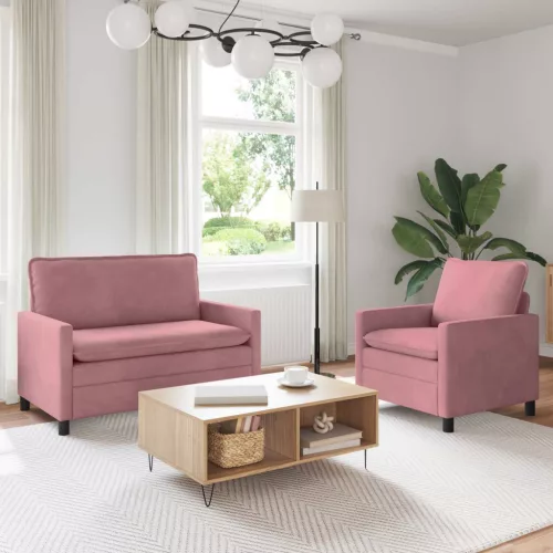  Kanapé Szett 2 pcs Rózsaszín Bársony