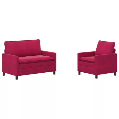  Kanapé Szett 2 pcs Bordó Bársony