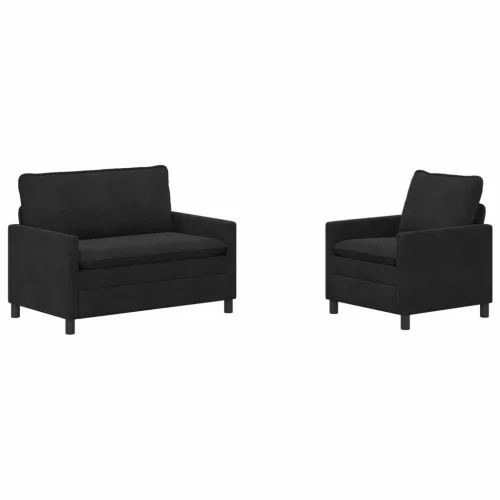  Kanapé Szett 2 pcs Fekete Bársony