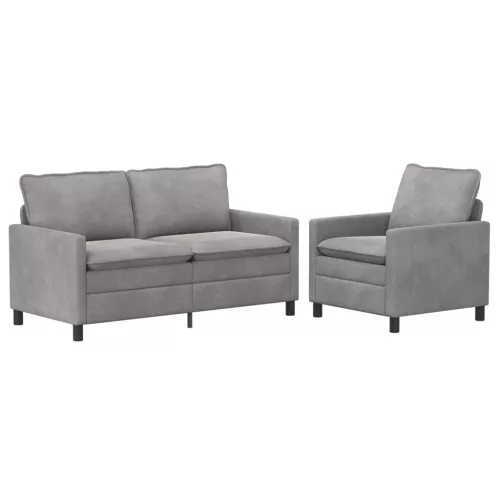  Kanapé Szett 2 pcs Világosszürke Bársony