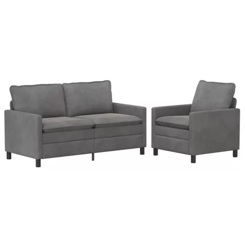  Kanapé Szett 2 pcs Sötétszürke Bársony