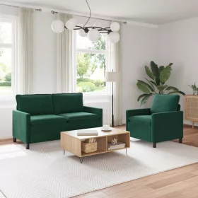  Kanapé Szett 2 pcs Sötétzöld Bársony