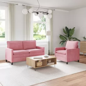  Kanapé Szett 2 pcs Rózsaszín Bársony