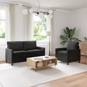  Kanapé Szett 2 pcs Fekete Bársony