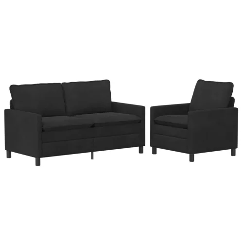  Kanapé Szett 2 pcs Fekete Bársony