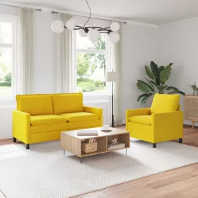  Kanapé Szett 2 pcs Sárga Bársony