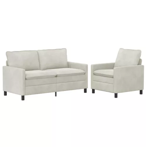  Kanapé Szett 2 pcs Krémszínű Bársony