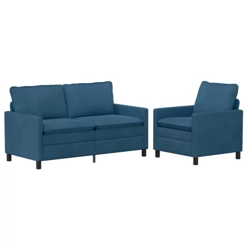  Kanapé Szett 2 pcs Kék Bársony