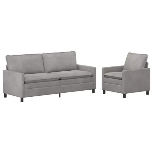  Kanapé Szett 2 pcs Világosszürke Bársony