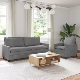  Kanapé Szett 2 pcs Sötétszürke Bársony