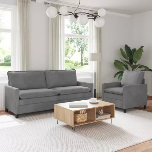  Kanapé Szett 2 pcs Sötétszürke Bársony