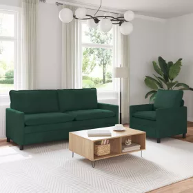  Kanapé Szett 2 pcs Sötétzöld Bársony