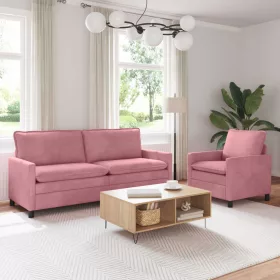  Kanapé Szett 2 pcs Rózsaszín Bársony