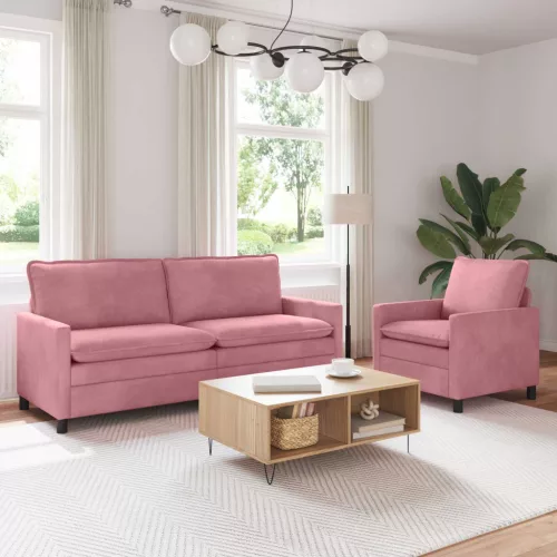  Kanapé Szett 2 pcs Rózsaszín Bársony