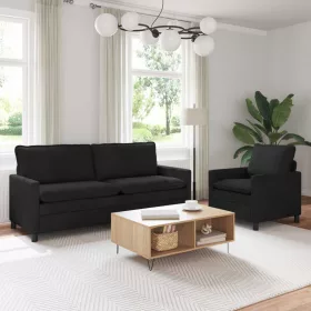  Kanapé Szett 2 pcs Fekete Bársony
