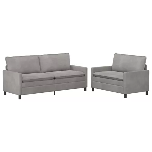  Kanapé Szett 2 pcs Világosszürke Bársony