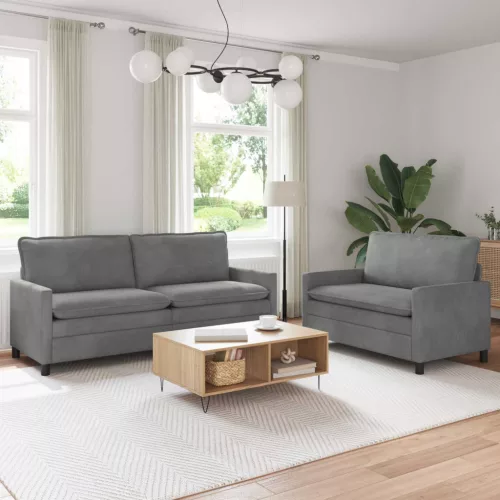  Kanapé Szett 2 pcs Sötétszürke Bársony