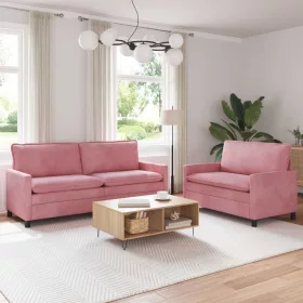  Kanapé Szett 2 pcs Rózsaszín Bársony